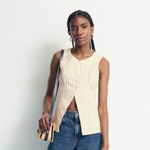 Hudson Cutaway Tuxedo Vest In White stripe Cotton Jackets Front button Size L